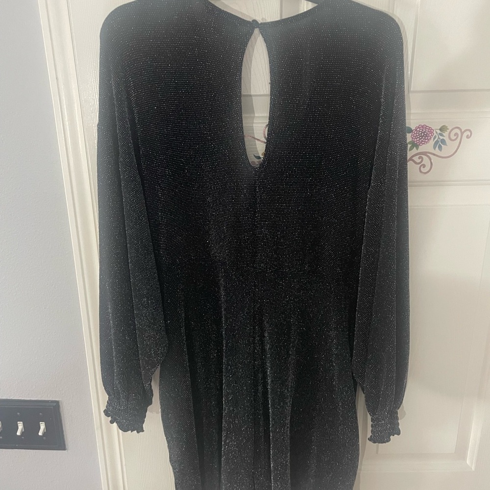 Bar  111 Women’s Blouson-Sleeve Sparkle-Knit  Black Sexy Romper Sz 1X